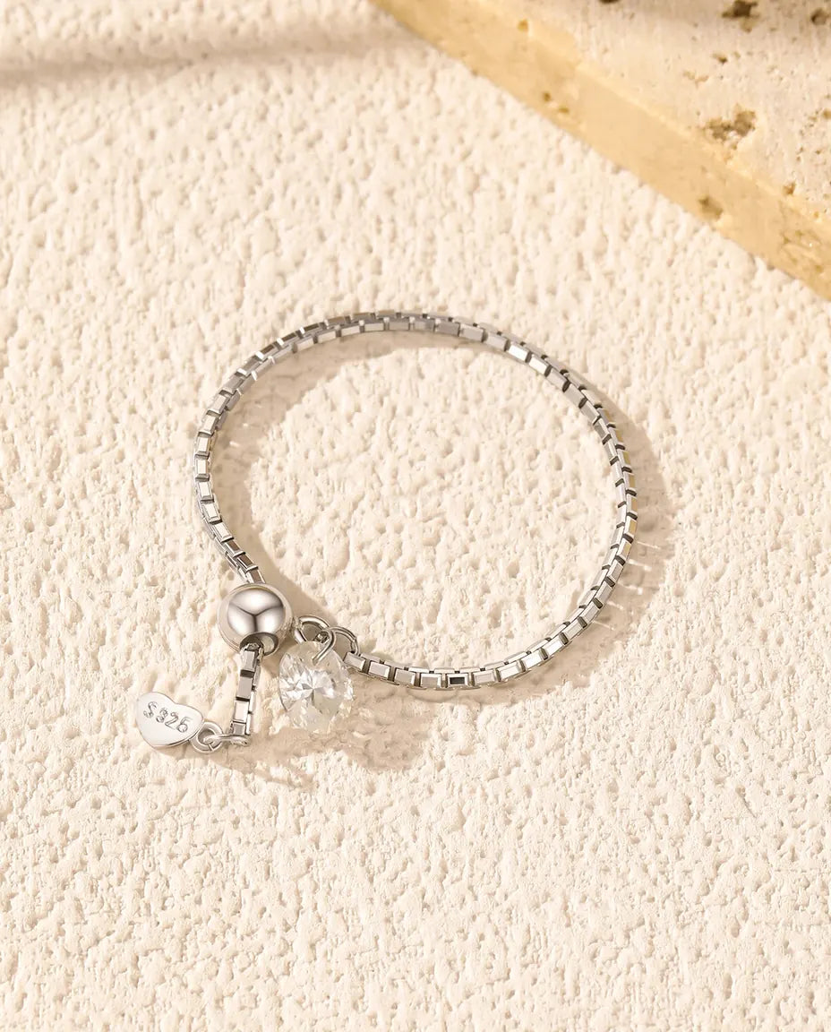 Anillo de moissanita – cadena veneciana flexible con piedra color D, plata de ley 925, aro abierto ajustable