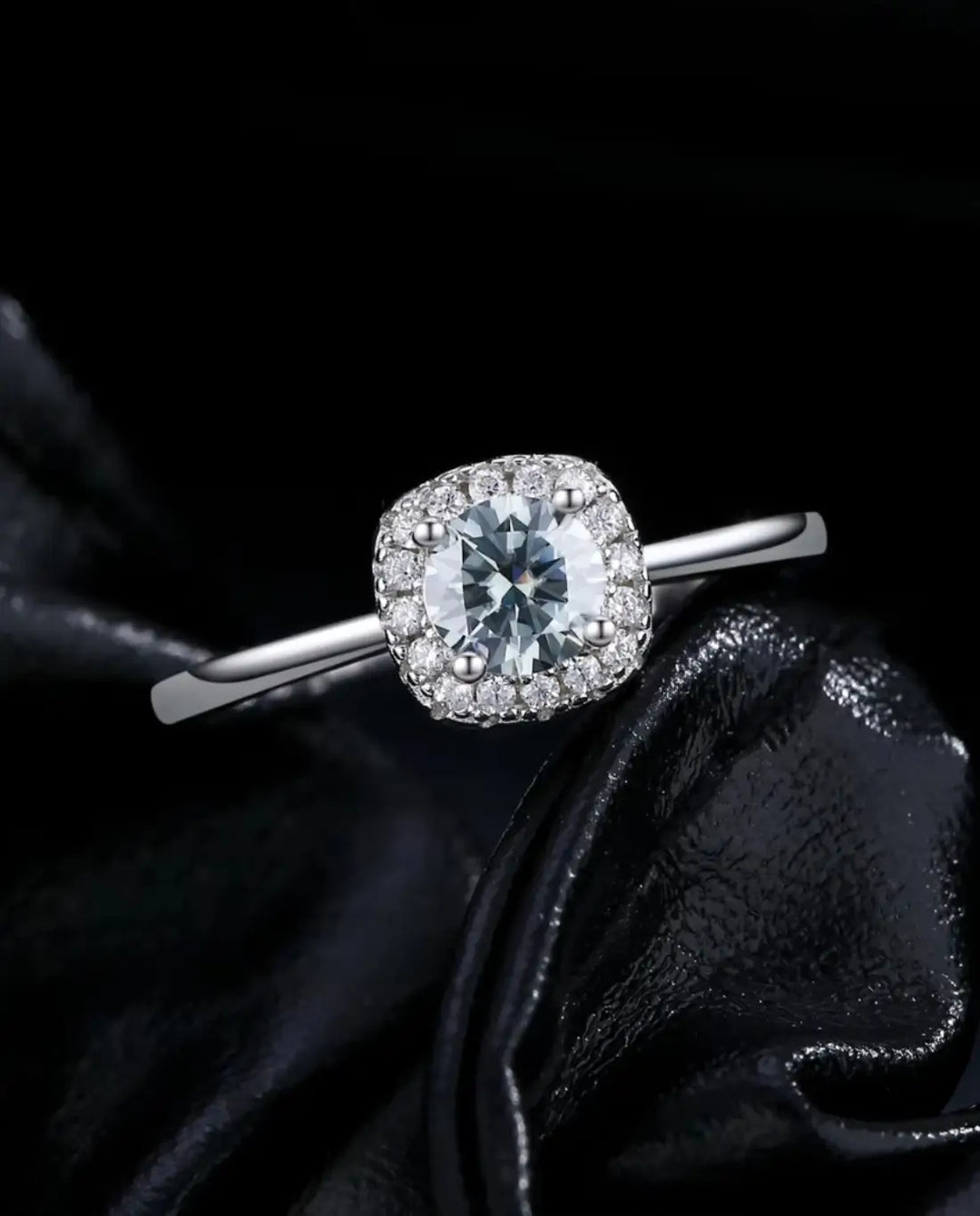 Anillo de moissanita con halo cojín 0,5 ct – plata de ley 925, anillo de compromiso actual