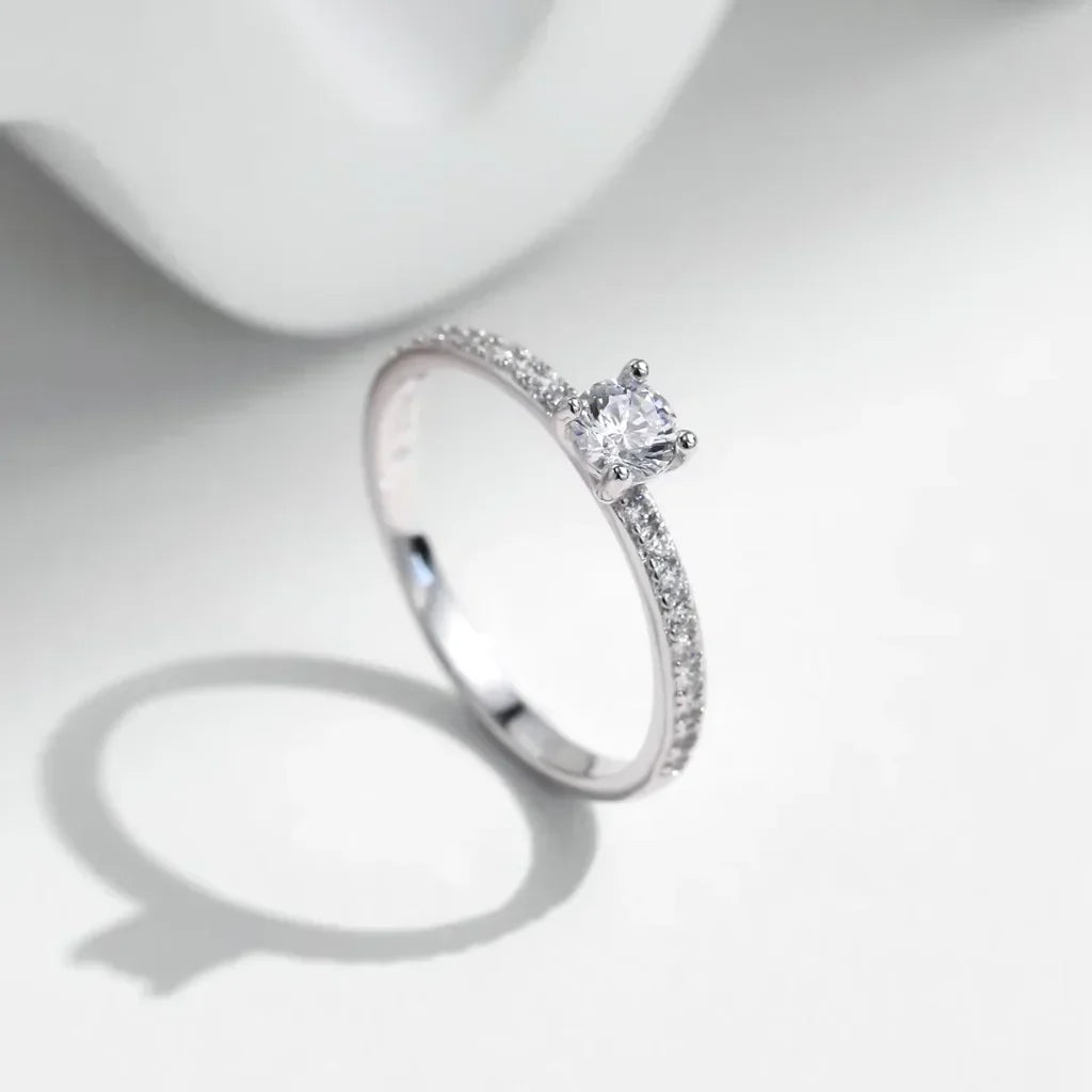 Anillo de moissanita – talla cuadrada de 0,30 ct en plata de ley 925, color D VVS1, anillo de compromiso