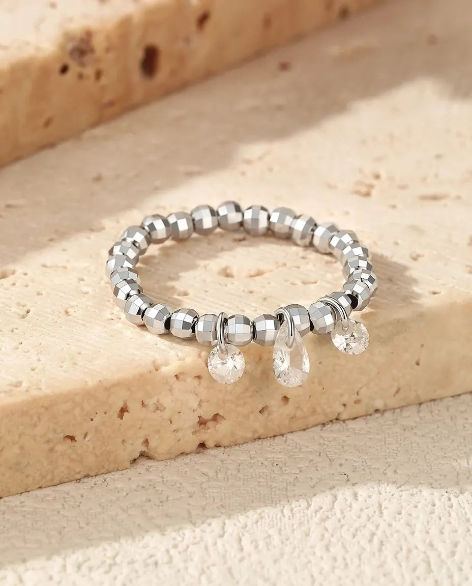 Anillo de moissanita – tres piedras colgantes color D, aro de bolitas ajustable en plata de ley 925, regalo para ella