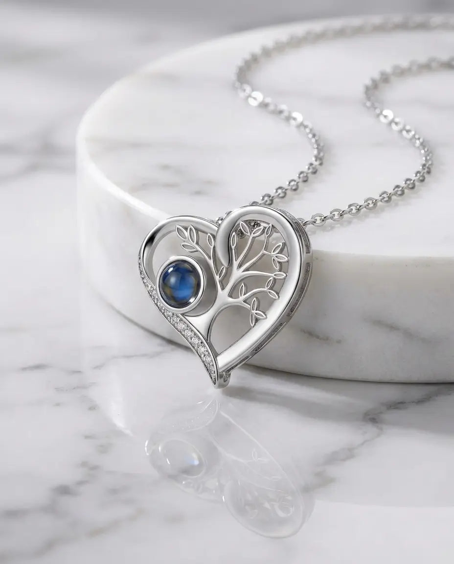 Collar árbol de la vida con foto dentro – colgante recuerdo de familia, regalo para mamá
