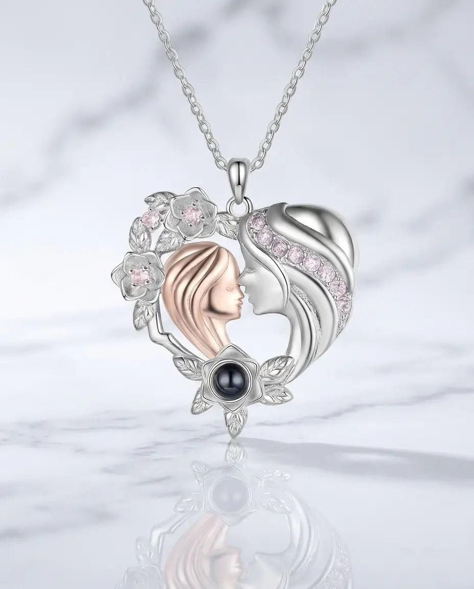 Collar con foto dentro – corazón de madre e hija, regalo para mamá