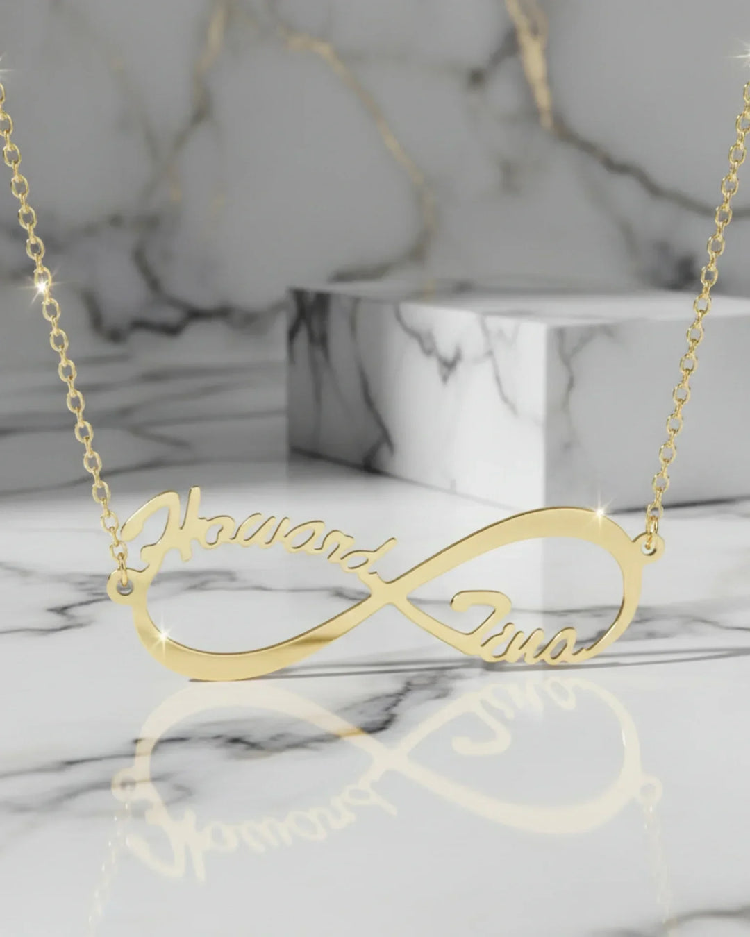 Collar con nombre infinito – dos nombres grabados en plata de ley 925, regalo de aniversario de pareja