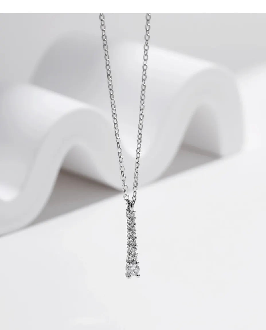 Collar de Moissanita en Y – lazo con caída graduada de piedras color D VVS1, plata de ley 925