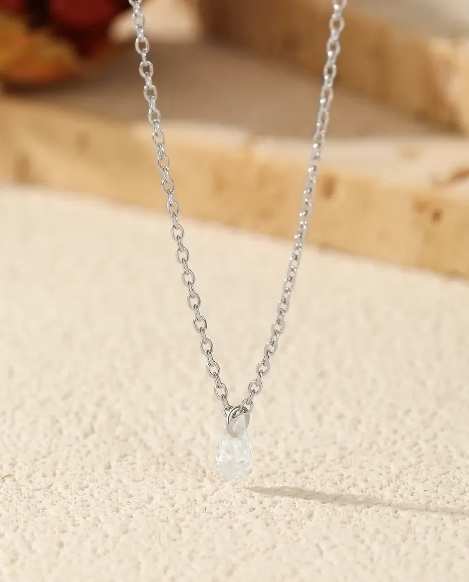 Collar de Moissanita Talla Pera – colgante de 0,3 ct color D VVS1 en plata de ley 925, cadena de 40+5 cm