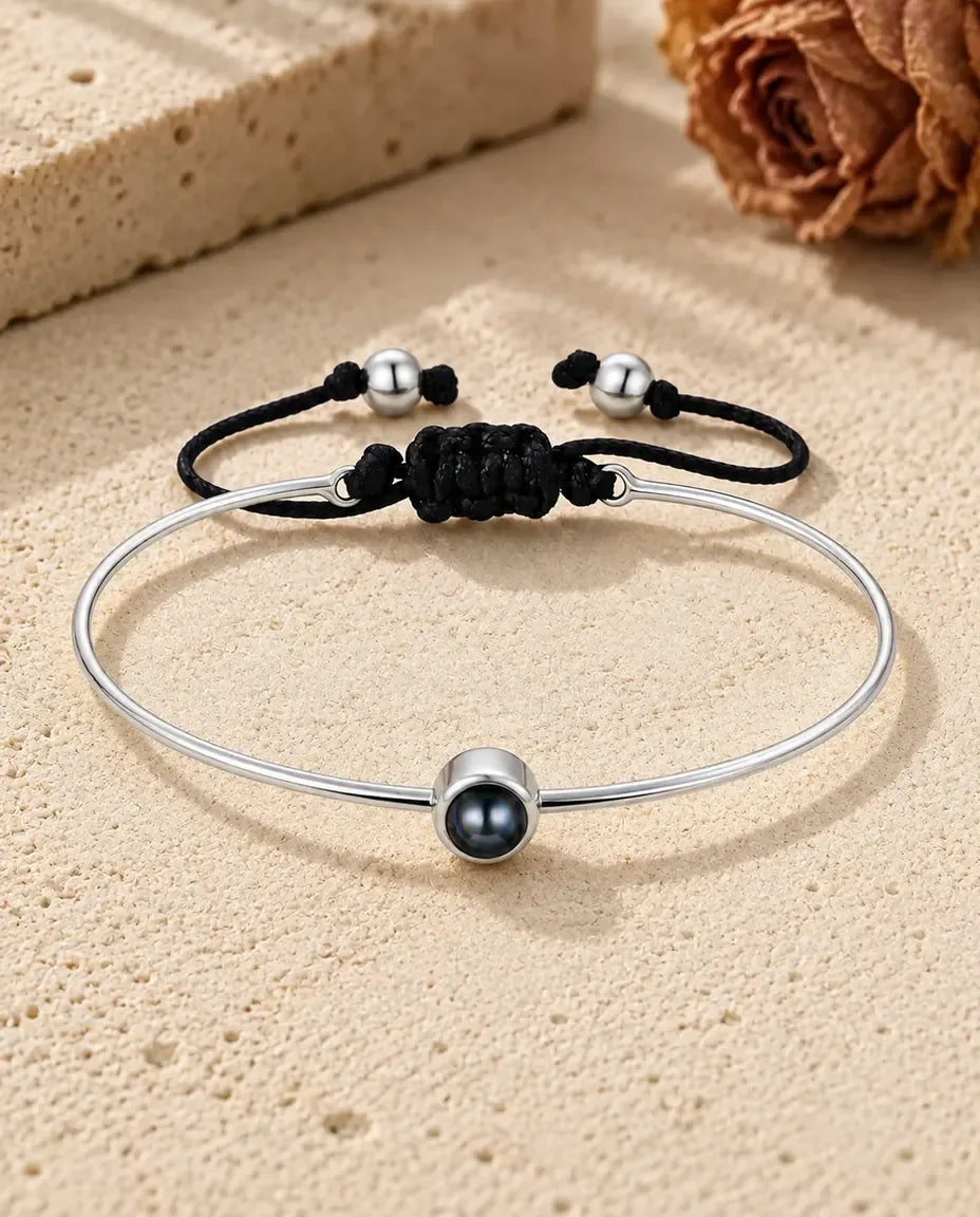 Pulsera con foto dentro - vista frontal en plata
