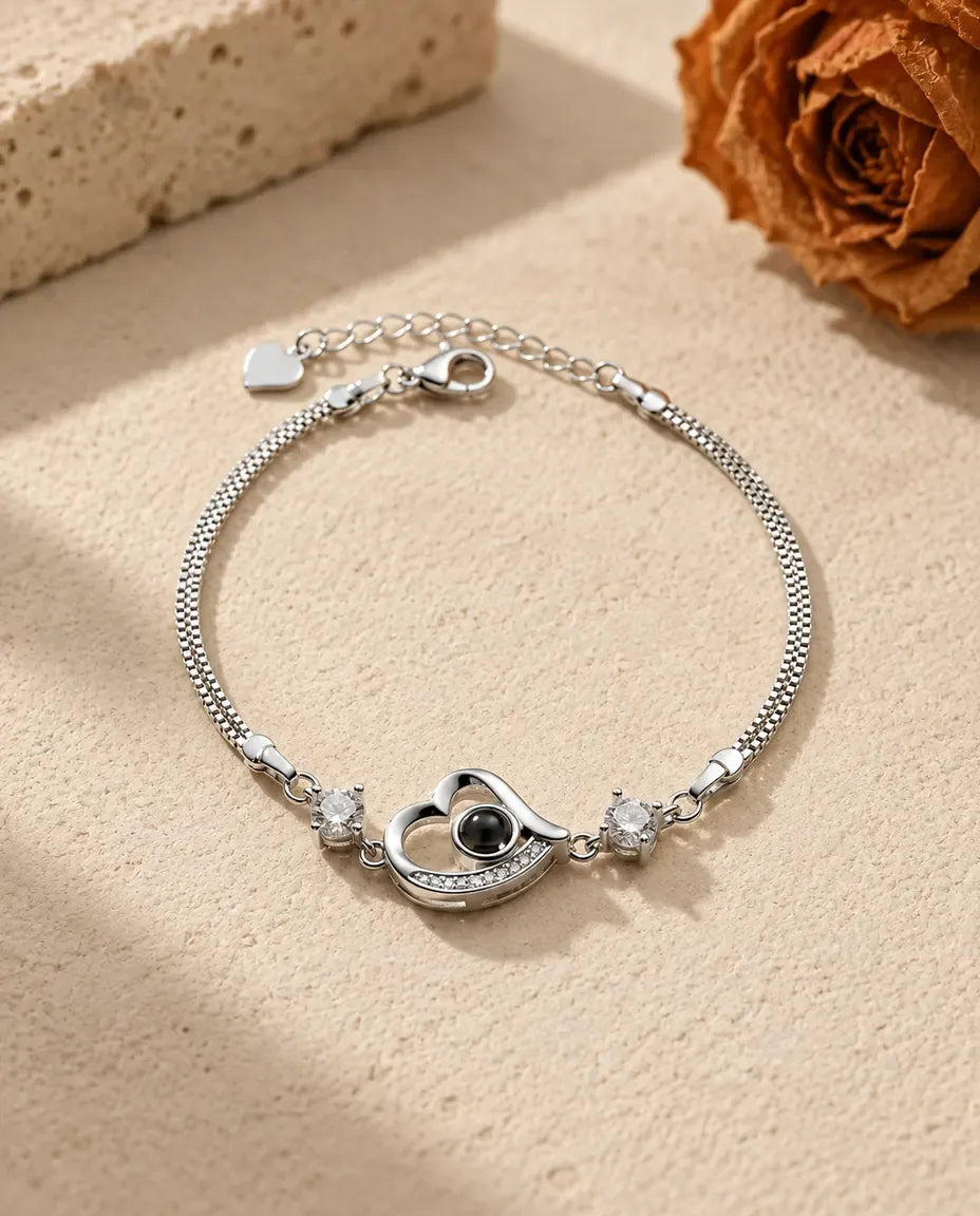 Pulsera con foto dentro - vista frontal en plata