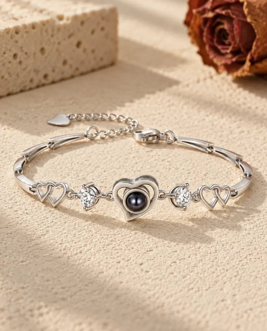 Pulsera con Foto Dentro - vista frontal en plata