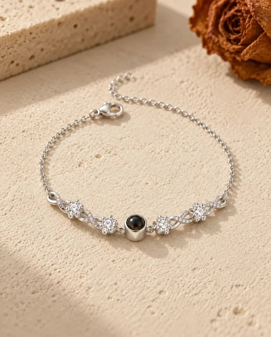 Pulsera con foto dentro - vista frontal en plata