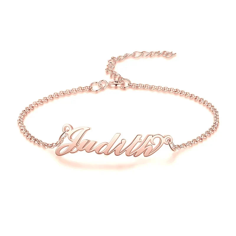 Pulsera personalizada con nombre – cadena de cobre en plateado, dorado u oro rosa, regalo de cumpleaños