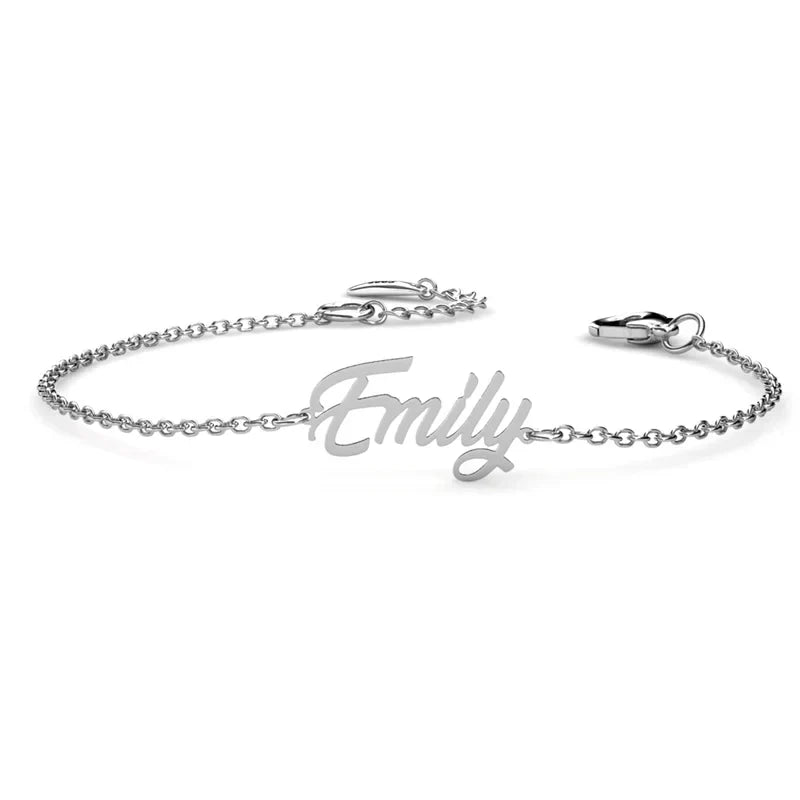 Pulsera con nombre grabado en plata de ley 925 – acabado oro, plata u oro rosa, ligera para el día a día