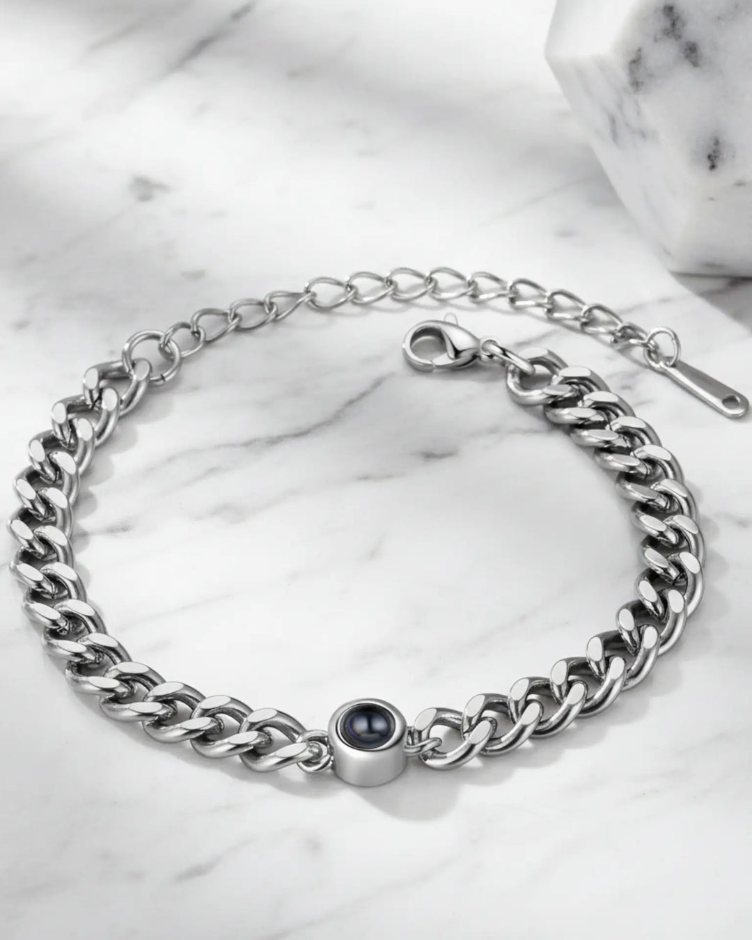 Pulsera hombre con foto dentro – acero de titanio, regalo personalizado para él o para papá