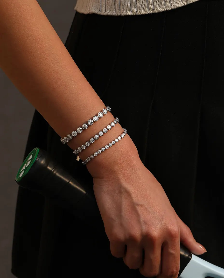 Pulsera Tenis de Moissanita – piedras color D VVS1 en plata de ley 925, de 3 a 5 mm y de 16 a 18 cm