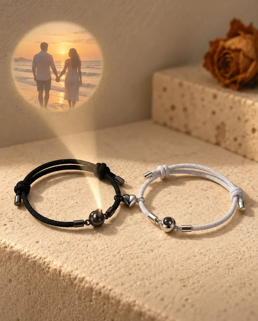 Pulseras de Pareja con Foto Dentro - proyecta la foto oculta en la pared