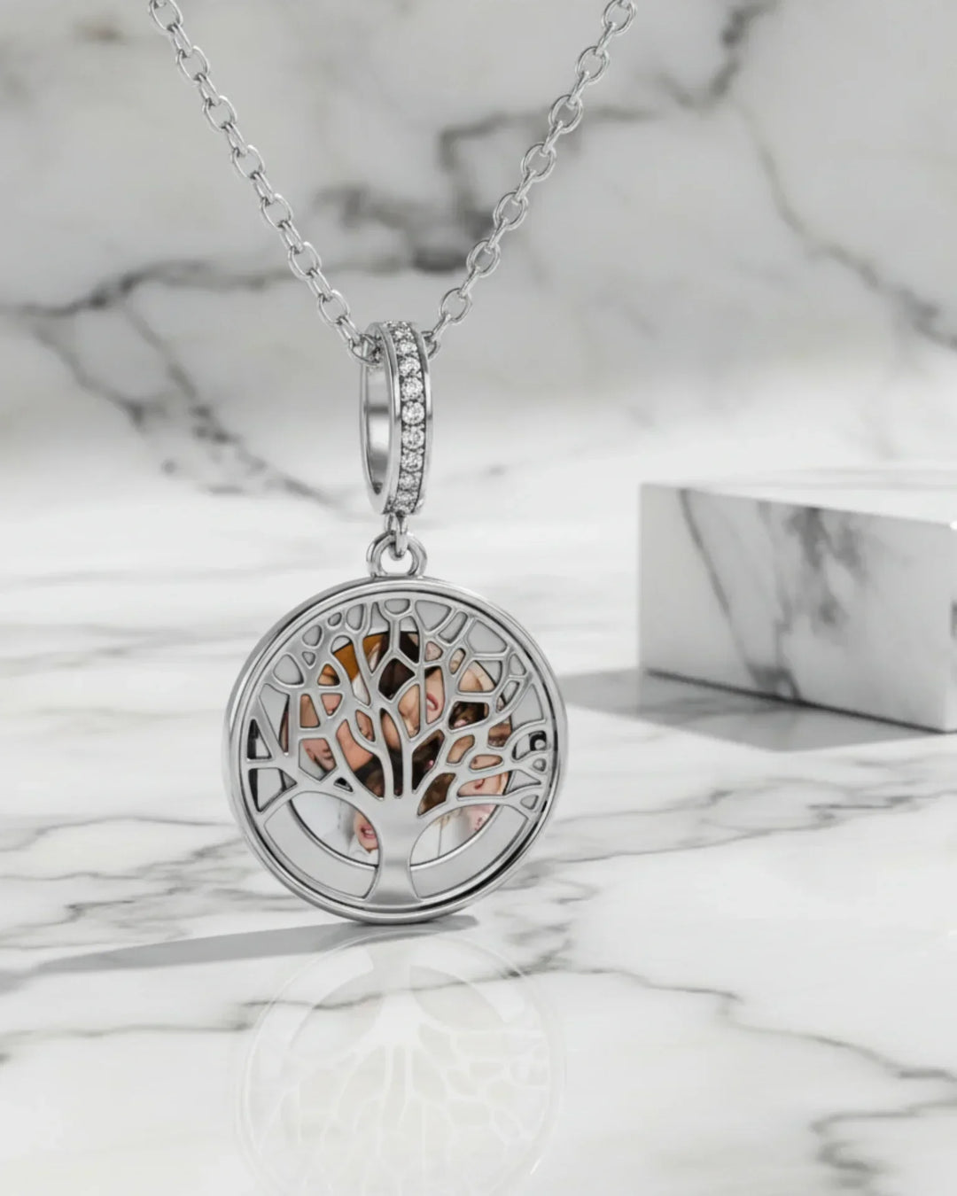 Relicario con Foto – Colgante Árbol de la Vida en Plata de Ley 925, con Grabado, Regalo para Mamá