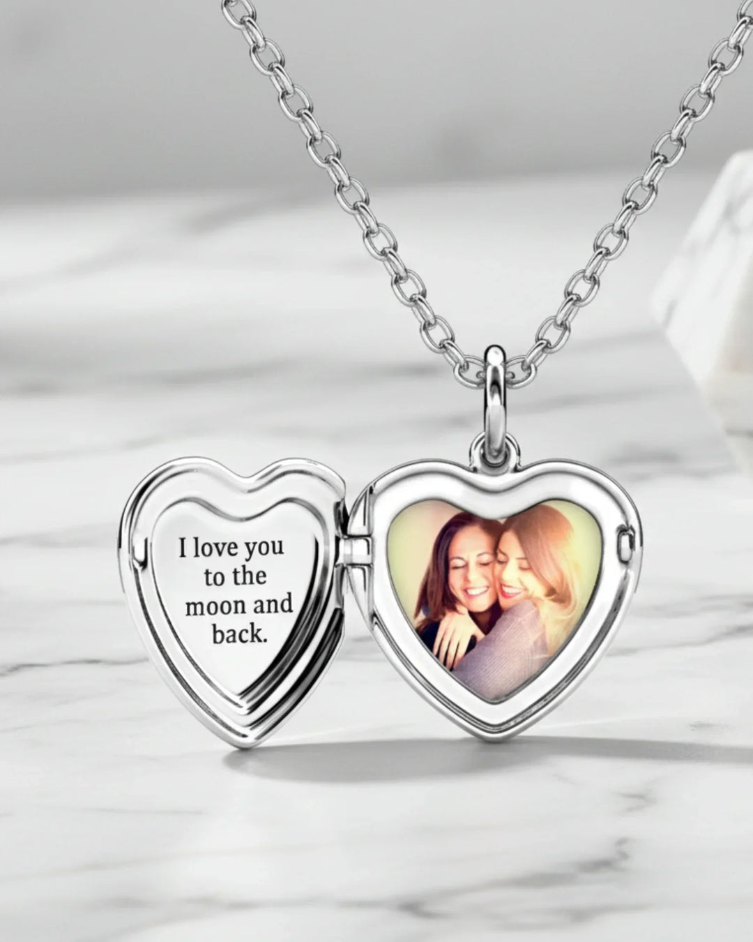 Relicario de corazón con foto – plata de ley 925 con grabado personalizado, regalo para ella