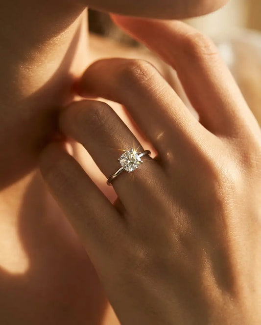 Anillo de moissanita solitario talla cojín cuadrado de 1 ct – plata de ley 925 y aro fino, anillo de pedida