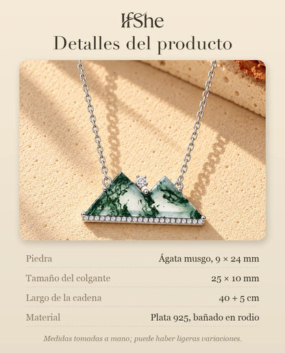 Collar Montaña de Ágata Musgosa en Plata 925 - detalles del producto: piedras, tamaño del colgante, largo de la cadena y material