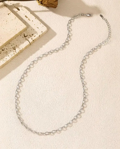 Collar Cadena Forzada en Plata 925 - extendido con la cadena completa, el cierre y el alargador