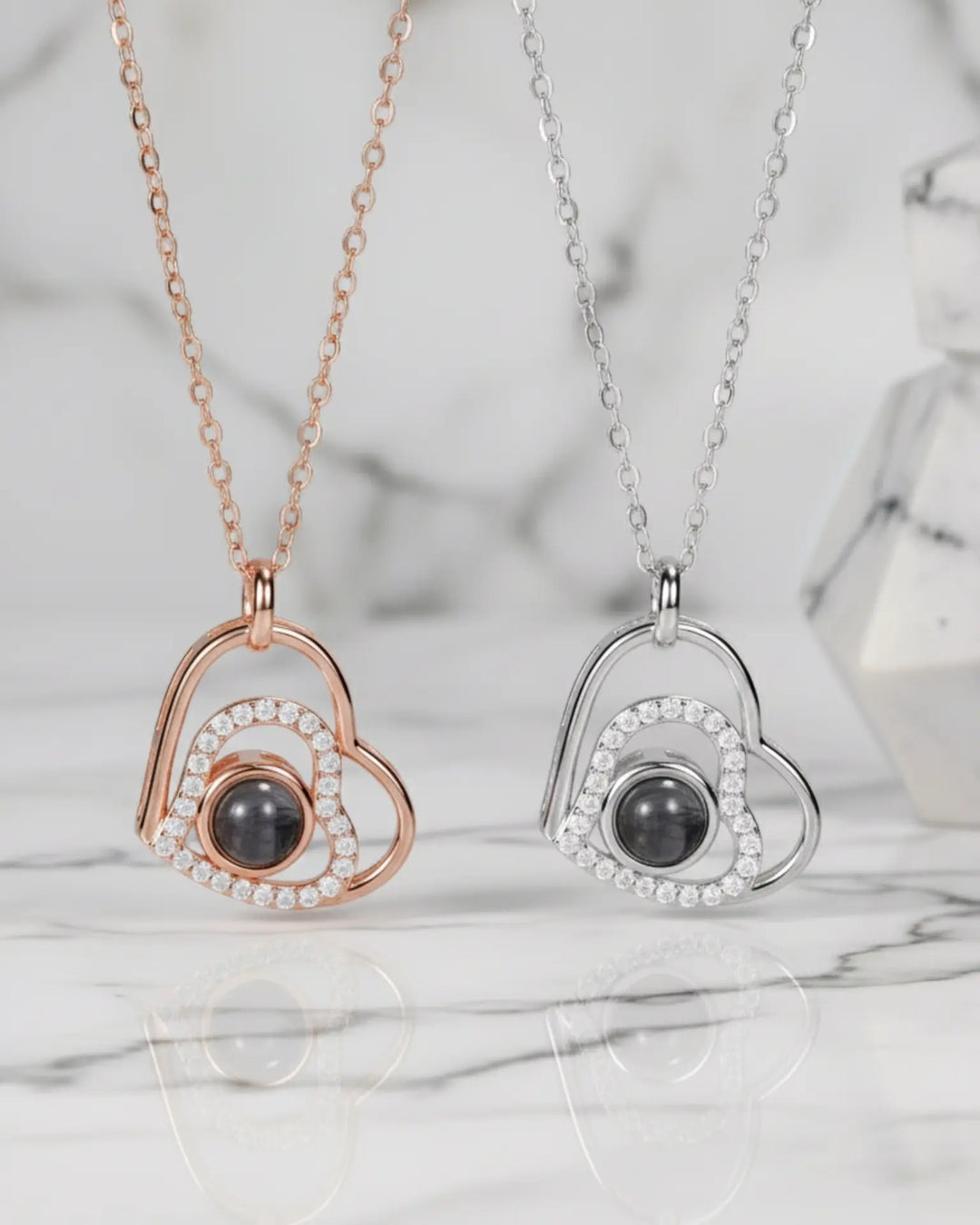 Collar con foto dentro – colgante de acero inoxidable resistente al agua, en plateado u oro rosa, regalo de recuerdo