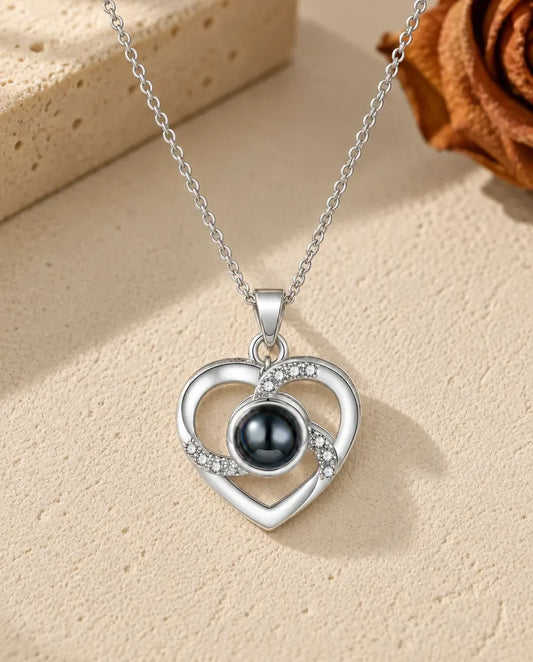 Collar con foto dentro - vista frontal en plata