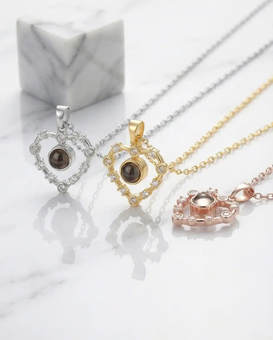 Collar con foto dentro – corazón chapado en oro de 18 quilates, en dorado, plateado u oro rosa, regalo para mamá