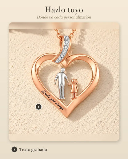 Guía de personalización que muestra dónde va el grabado dentro del corazón