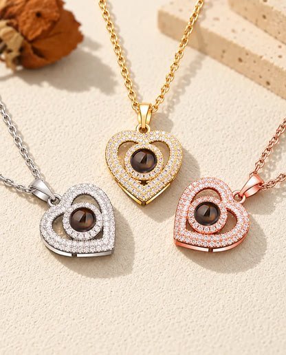 Collares de doble corazón con circonitas en plateado, dorado y color oro rosa