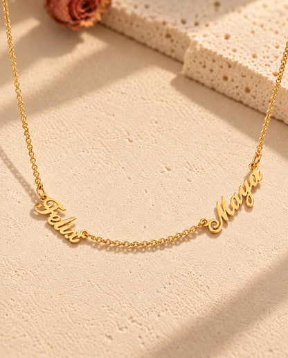 Collar con Dos Nombres en Plata de Ley 925 - acabado en oro