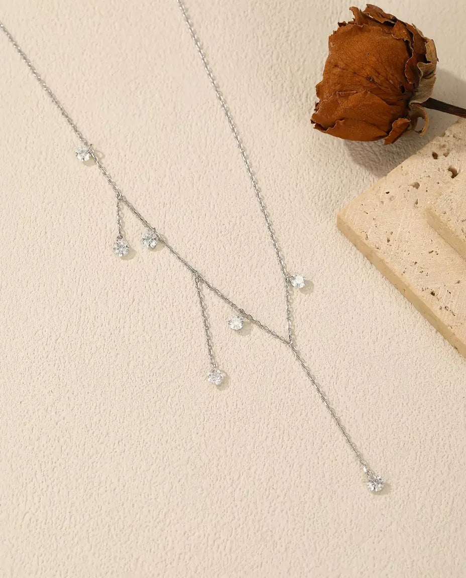Collar de Moissanita con Siete Colgantes - piedras de 0,30 ct y 4 mm en cadena escalonada, plata 925, 40+5 cm