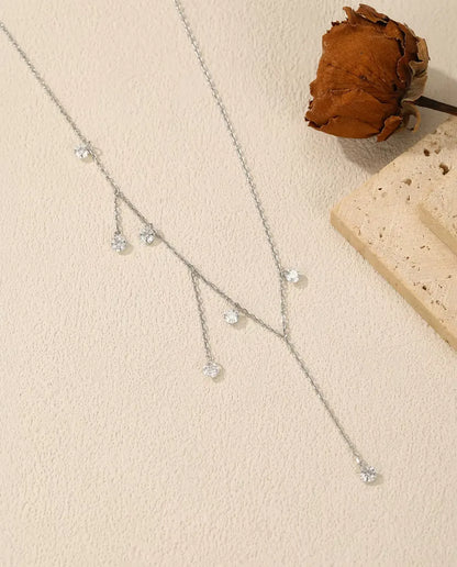 Collar de Moissanita con Siete Colgantes - piedras de 0,30 ct y 4 mm en cadena escalonada, plata 925, 40+5 cm