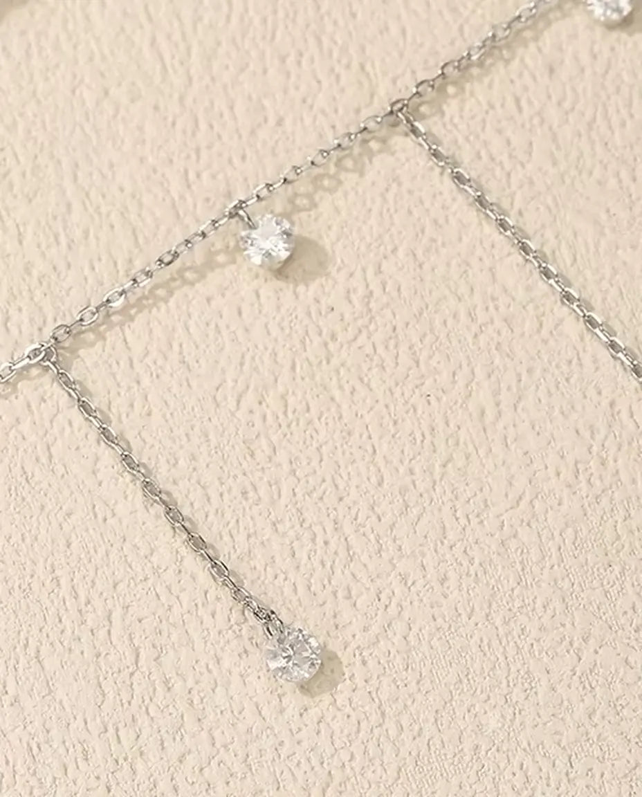 Collar de Moissanita con Siete Colgantes - piedras de 0,30 ct y 4 mm en cadena escalonada, plata 925, 40+5 cm