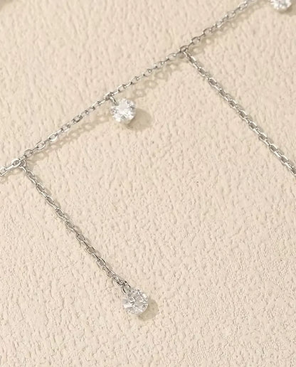Collar de Moissanita con Siete Colgantes - piedras de 0,30 ct y 4 mm en cadena escalonada, plata 925, 40+5 cm