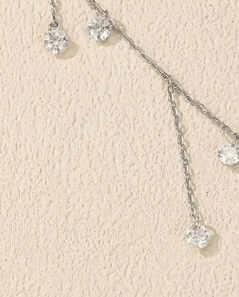 Collar de Moissanita con Siete Colgantes - piedras de 0,30 ct y 4 mm en cadena escalonada, plata 925, 40+5 cm