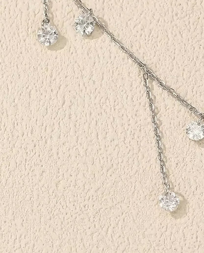 Collar de Moissanita con Siete Colgantes - piedras de 0,30 ct y 4 mm en cadena escalonada, plata 925, 40+5 cm
