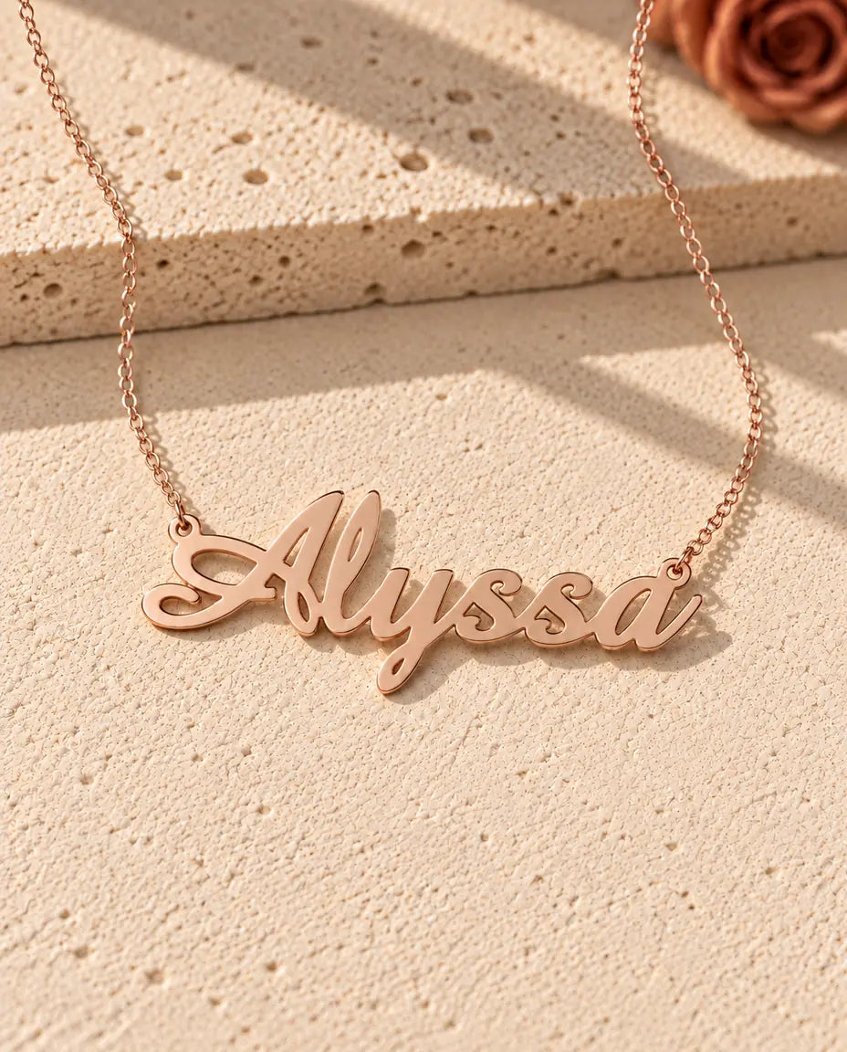 Collar con Nombre Personalizado en Plata de Ley 925 - acabado en oro rosa