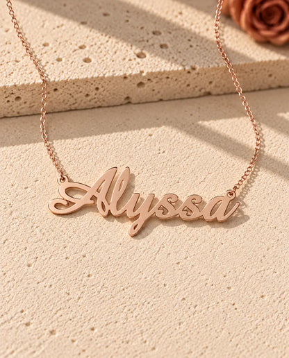 Collar con Nombre Personalizado en Plata de Ley 925 - acabado en oro rosa