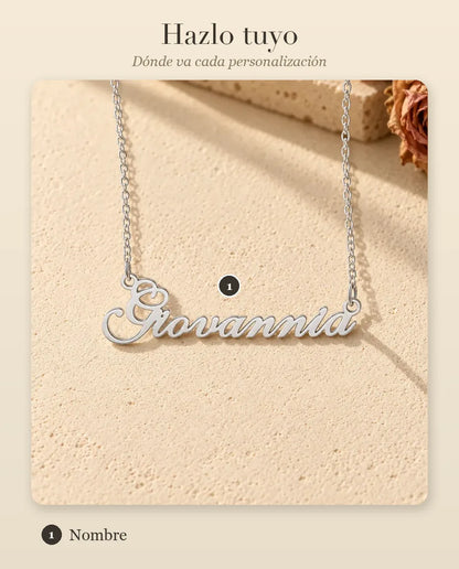Collar con Nombre Personalizado en Plata de Ley 925 - guía de personalización: dónde va el nombre