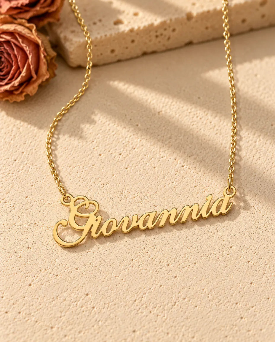 Collar con Nombre Personalizado en Plata de Ley 925 - acabado en oro
