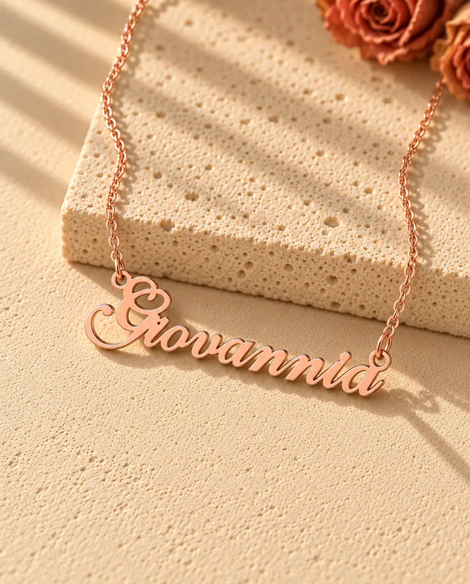 Collar con Nombre Personalizado en Plata de Ley 925 - acabado en oro rosa