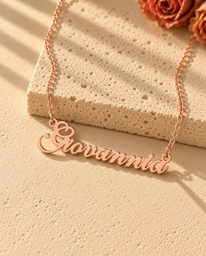 Collar con Nombre Personalizado en Plata de Ley 925 - acabado en oro rosa