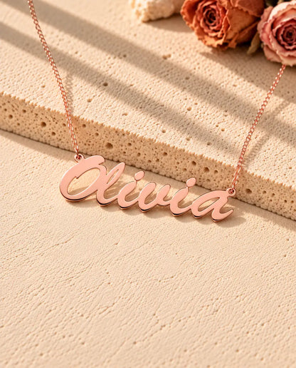 Collar con Nombre Personalizado en Plata de Ley 925 - acabado en oro rosa