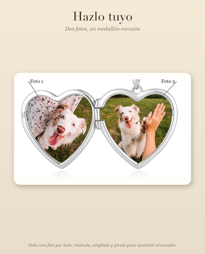 Guía de personalización del relicario con dos fotos