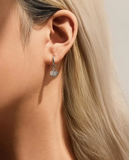 Pendientes de Aro Colgantes con Moissanita Ovalada - piedras de 1,00 ct 5 x 7 mm, 21 mm de largo, plata 925