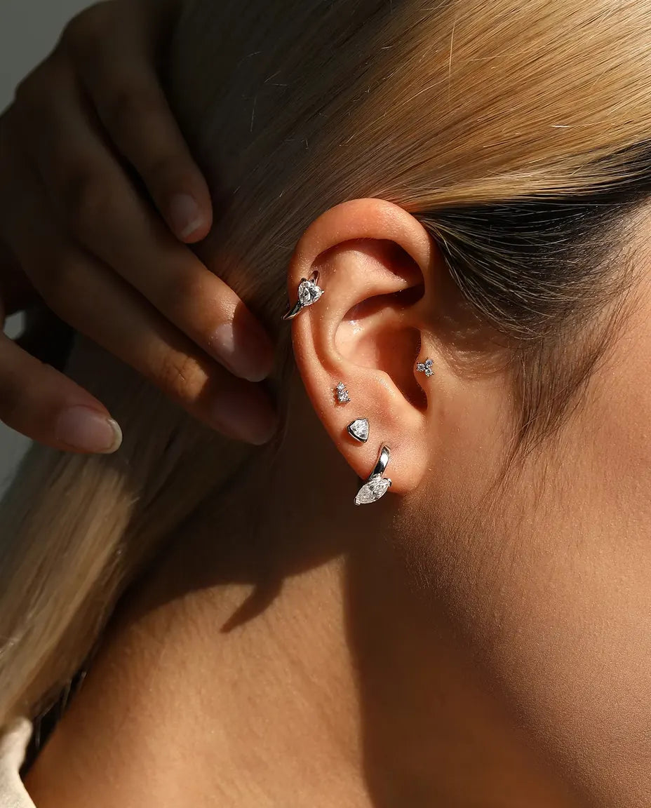Pendientes de Aro con Moissanita Corazón - 2 x 0,50 ct color D, aro de 12 mm, plata de ley 925, 2,30 g
