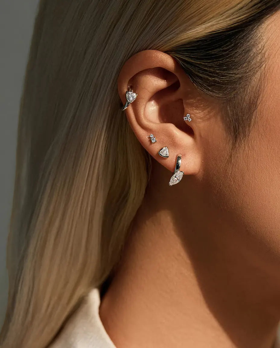 Pendientes de Aro con Moissanita Corazón - 2 x 0,50 ct color D, aro de 12 mm, plata de ley 925, 2,30 g