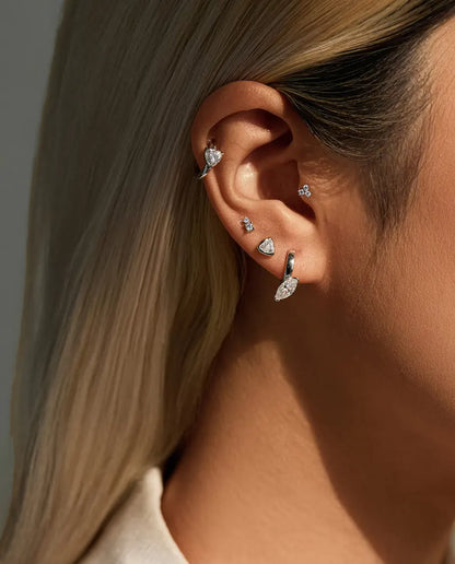 Pendientes de Aro con Moissanita Corazón - 2 x 0,50 ct color D, aro de 12 mm, plata de ley 925, 2,30 g