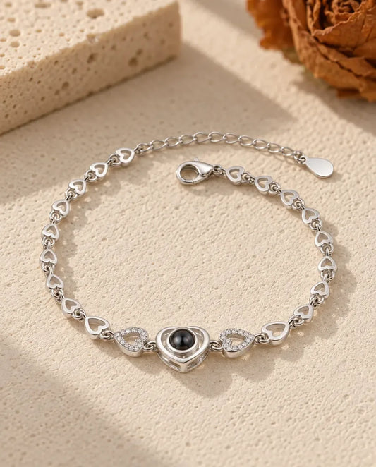 Pulsera con foto dentro - vista frontal en plata