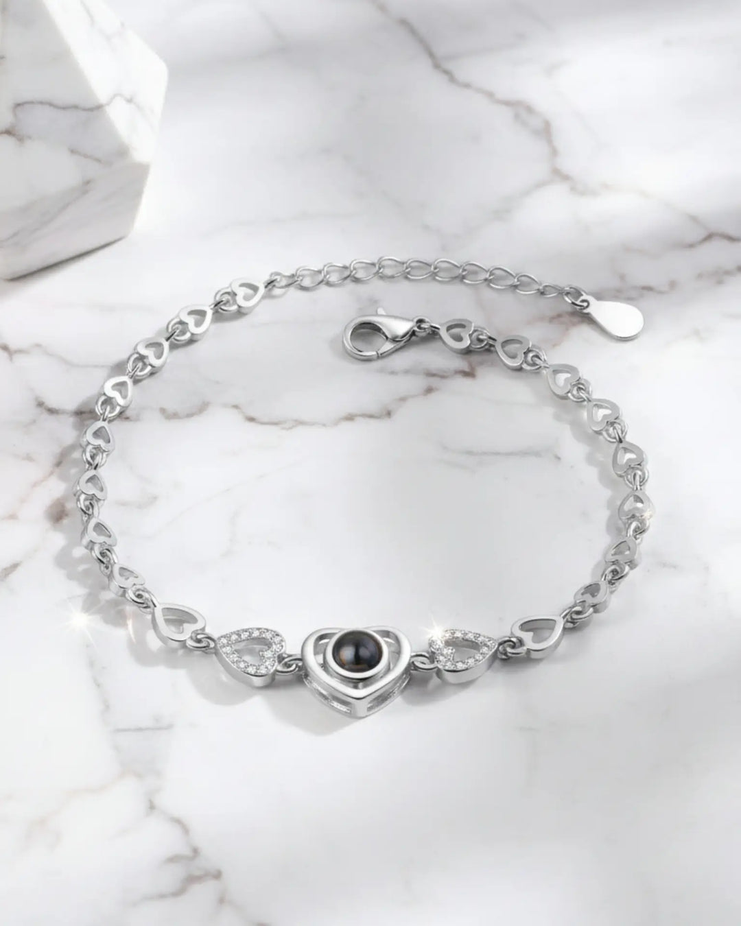 Pulsera con foto dentro – colgante de corazón en plata de ley 925 o cobre, regalo para ella
