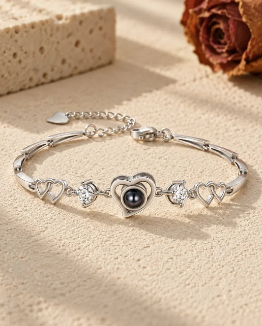 Pulsera con Foto Dentro - vista frontal en plata